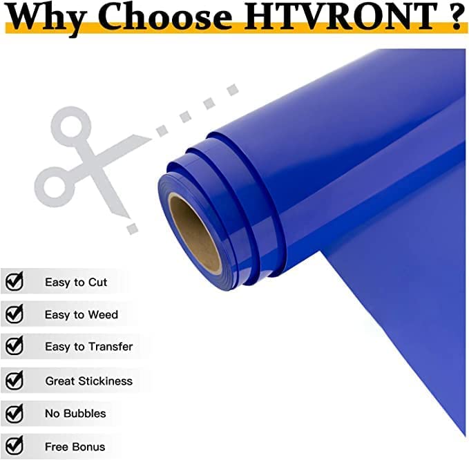 HTVRONT HTV Vinyl Rolls Blue Heat Transfer Vinyl - 12" x 20ft Blue HTV Vinyl for Shirts, Iron on for All Cutting Machines - Easy to Cut & Weed for Heat Transfer Design - Image 3